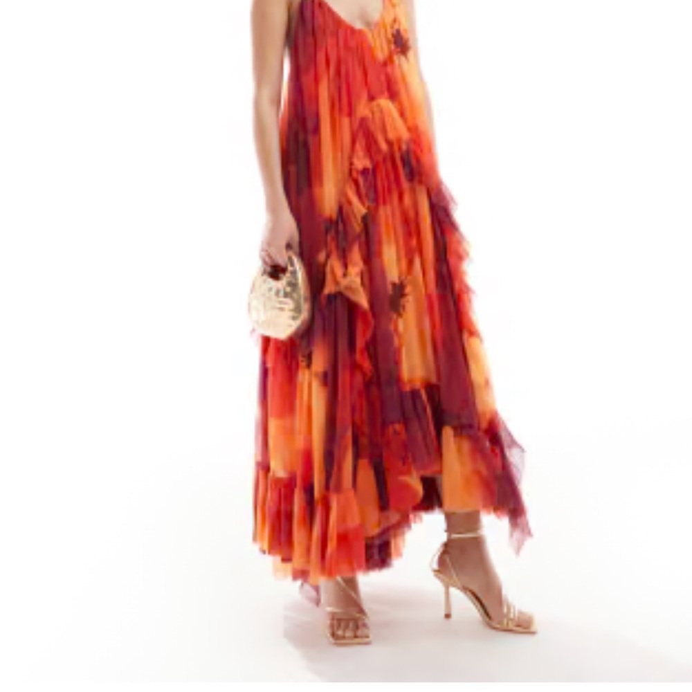 ASOS Orange and Red Maxi Dress